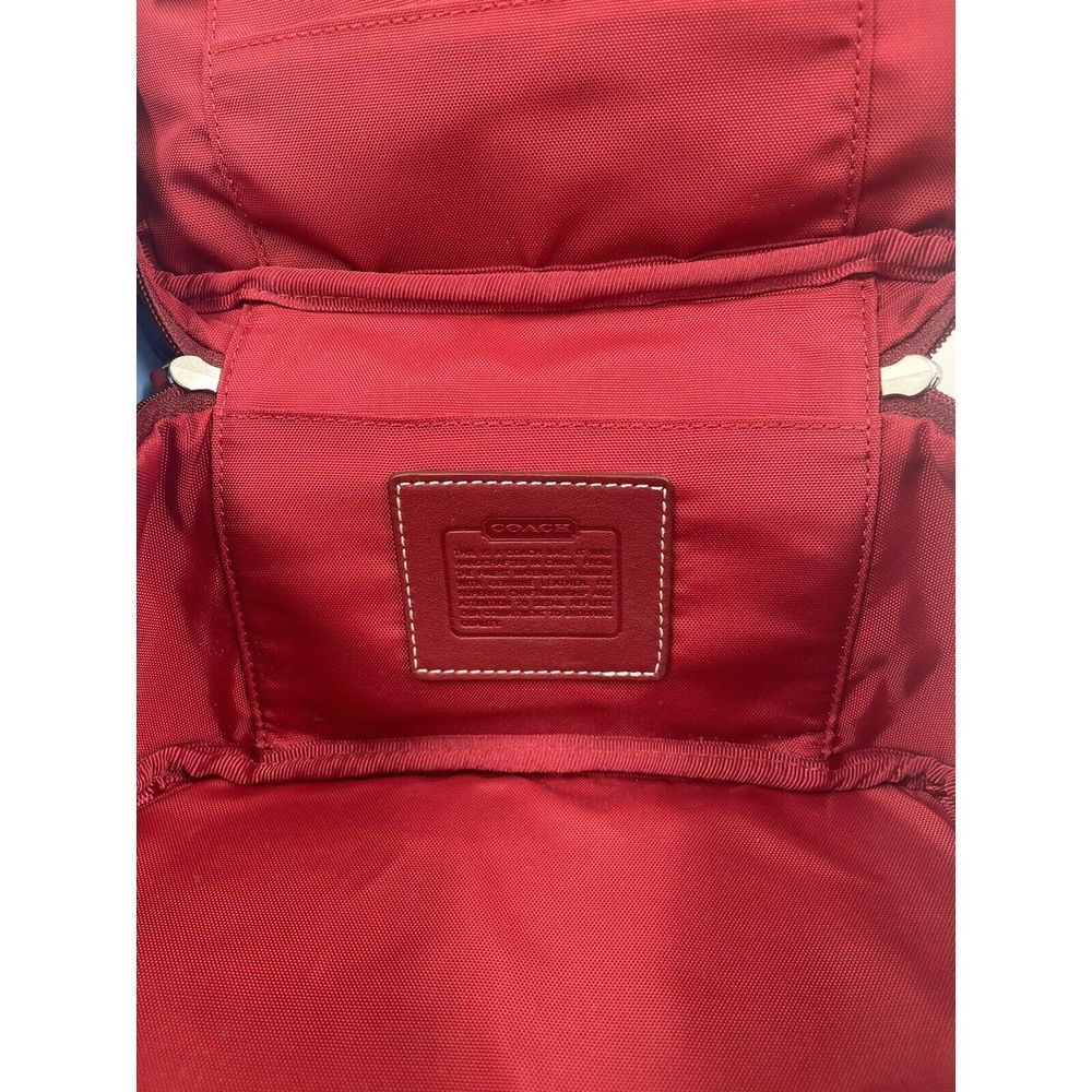 Large COACH Vinyl Toiletry Travel Cosmetic Bag Case Signature Red Rare Vintage - Picture 11 of 12